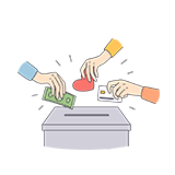 donation box and charity concept logo